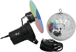 Mirror ball set 20cm with pinspot