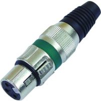 XLR-socket short,green,3-pin,metal/10 pcs