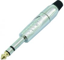 Jack plug 6.3mm stereo,MROAD, black/10 pc