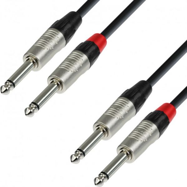 Adam Hall Cables K4 TPP 0090 Audiokabel REAN 2 x 6,3 mm Klinke mono auf 2