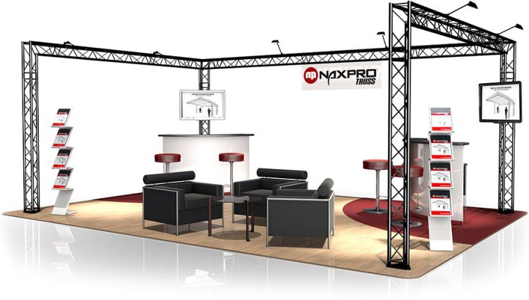 Messestand FD 23 - 6 x 4 x 2,5 m (LxBxH) - 24 m² RAL9005 - Schwarz - Seidenmatt