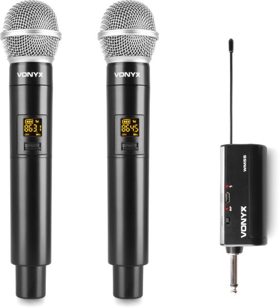 Vonyx WM552 Doppeltes drahtloses Mikrofon Plug-and-Play-Set UHF