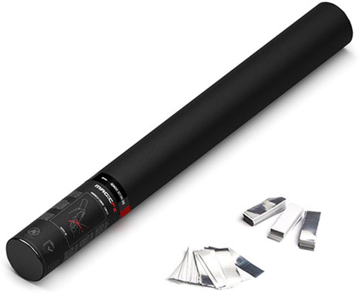 Magic FX Handbetriebene Konfettikanone 50cm - Weiß+Silber