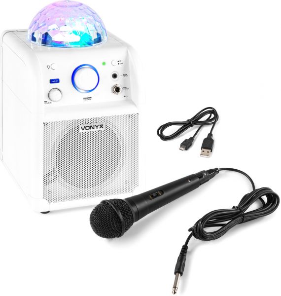 Vonyx SBS50W BT Karaoke Lautsprecher LED Ball Weiß