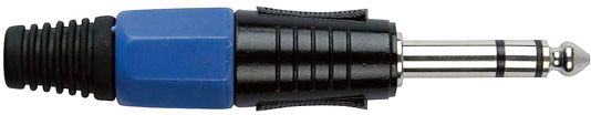 DAP 6.3 mm. Klinkeverbinder Stereo, Schwarz/ Endkappe Blau
