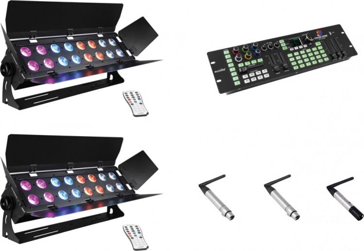 EUROLITE Set 2x StagePanel16 + ColorChief + QuickDMX Sender + 2x Empfänger