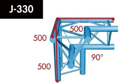 X3K-22 J-330 3-Wege Winkel 90° Spitze unten - links