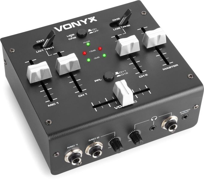 Vonyx VDJ2USB 3-Kanal Stereo DJ/USB-Mixer