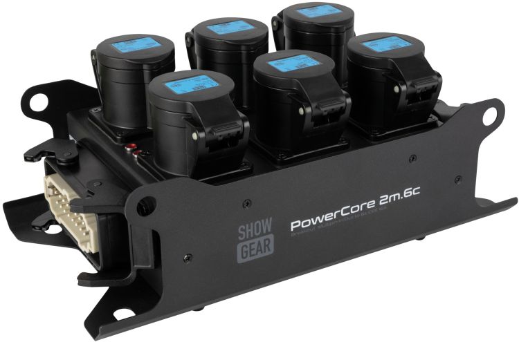 SHOWGEAR PowerCore 2 m, 6-poliger Breakout-Stecker H16 (Ein-/Ausgang) auf 6x CEE 16 A (1P+N+PE)