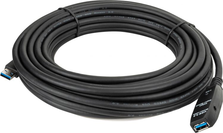 DAP-Audio USB 3.0 Active Extension Cable black, male - female 20 m, schwarz, männlich - weiblich