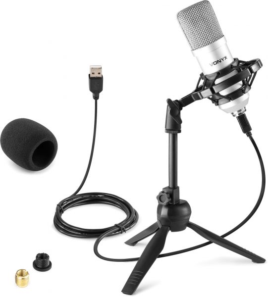 Vonyx CM300S Studio-Mikrofon USB Titanium