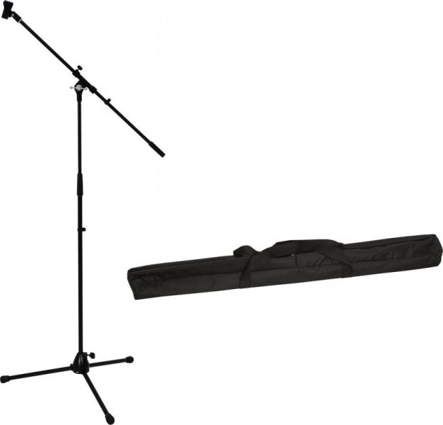 OMNITRONIC Set Mikrofonstativ mit Galgen PRO schwarz + Tasche