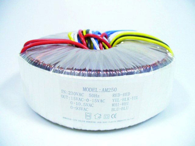 Ringkerntrafo Sec.: 15-0-15V/10,5V/93V Pri.: 230V (AM250)