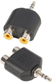 Adam Hall Connectors 7550 Y-Adapter 2 x mono Cinch female auf 3,5 mm stere