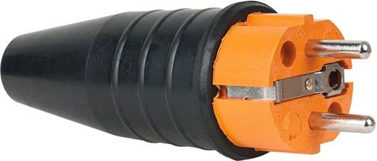Rubber Schuko 230V/240V CEE7/VII Connector Male Orange