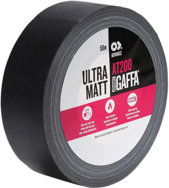 Advance Tapes AT200 Ultra Matt Cloth Tape Advance Gaffa® Ultra-mattes schwarzes Gaffer-Klebeband