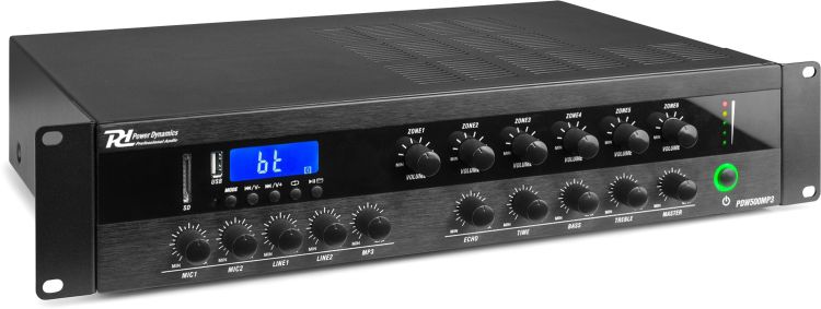 Power Dynamics PDW500MP3 PA-Mixer-Verstärker 500W/100V 6 Zonen
