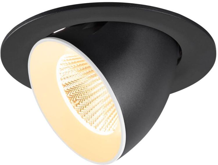 SLV NUMINOS® GIMBLE L, Deckeneinbauleuchte, 3000 K, 40°, IP20, rund, schwarz / weiß