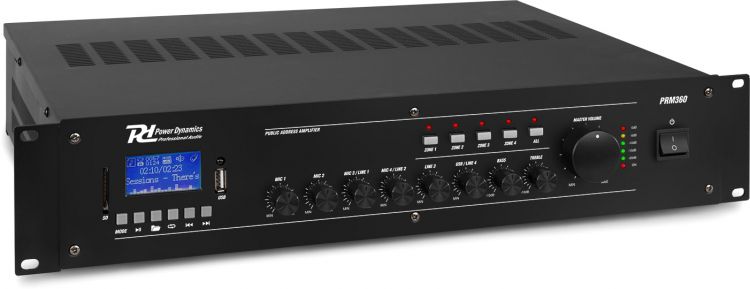 Power Dynamics PRM360 100V 6-CH Mixer-Verstärker 4-Zonen 360W