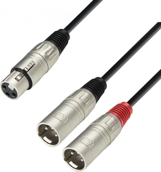 Adam Hall Cables K3 YFMM 0600 - Audiokabel XLR Buchse auf 2 x XLR Stecker,