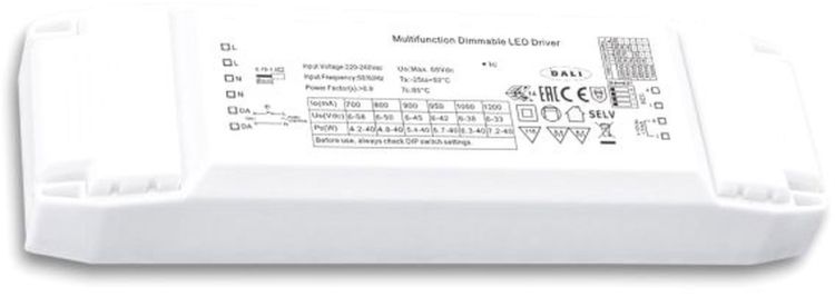 ISOLED LED Konstantstrom Trafo 700/800/900/950/1050/1200mA, 40W, Push/1-10V/DALI dimmbar, SELV