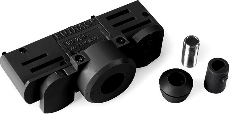 Eutrac 3-Phasen Stromschienenadapter schwarz  inkl. Montagezubehör