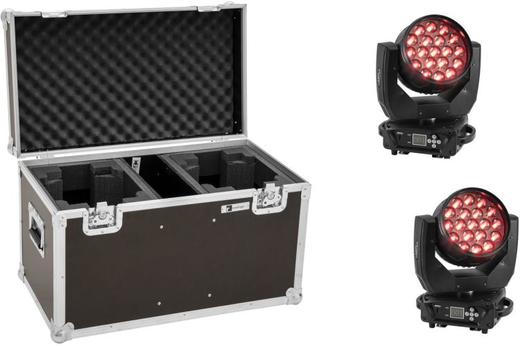 EUROLITE Set 2x LED TMH-X4 Moving-Head Wash Zoom + Case