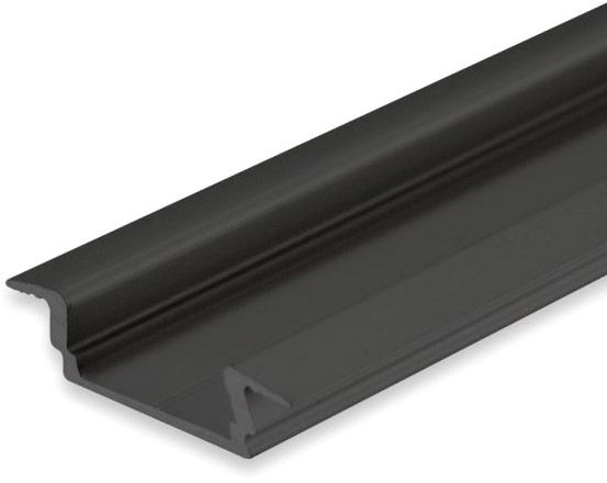 ISOLED LED Einbauprofil DIVE12 FLAT Aluminium schwarz eloxiert RAL 9005, 200cm