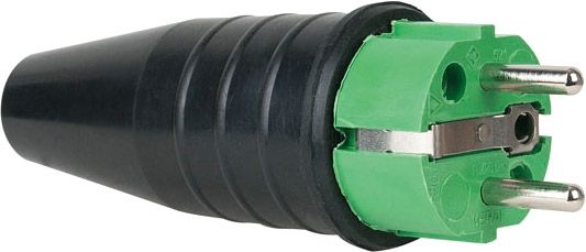 Rubber Schuko 230V/240V CEE7/VII Connector Male Green