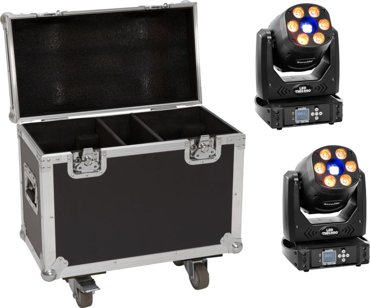 EUROLITE Set 2x LED TMH-H90 + Case mit Rollen