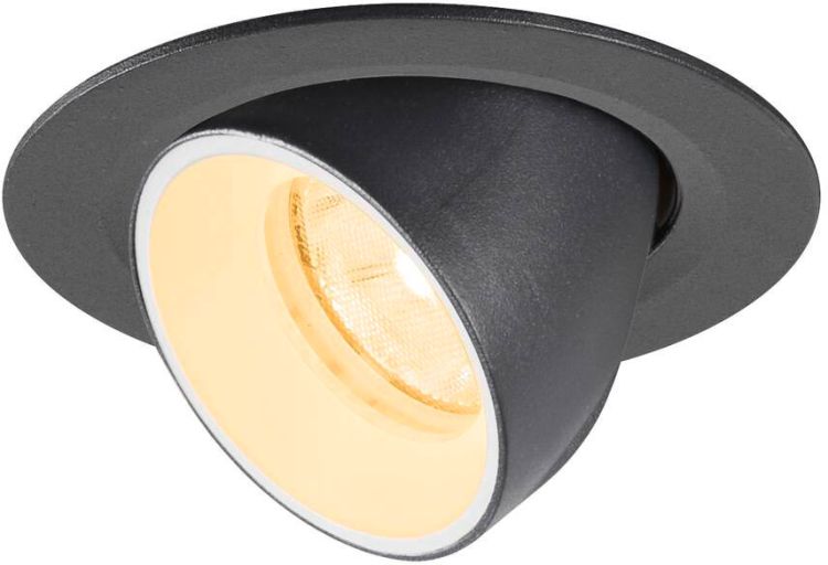 SLV NUMINOS® GIMBLE XS, Deckeneinbauleuchte, 3000 K, 20°, IP20, rund, schwarz / weiß