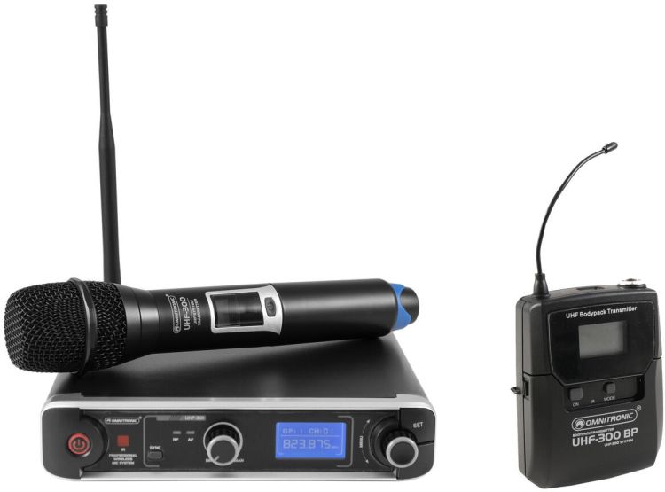 OMNITRONIC Set UHF-301 Empfänger + Sender 823-832/863-865 MHz