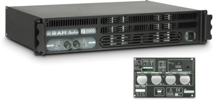 Ram Audio S 2000 GPIO PA Endstufe 2 x 1190 W 2 Ohm inkl. GPIO-Modul
