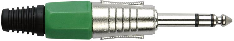 DAP 6.3 mm. Klinkeverbinder Stereo, Nickel/ Endkappe Grün