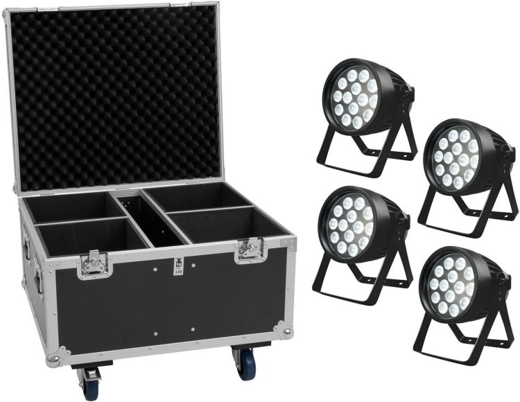 EUROLITE Set 4x LED IP PAR 14x10W HCL + Flightcase