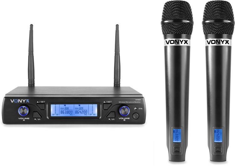 Vonyx WM62 Drahtloses Mikrofon UHF 16Ch mit 2 Handmikrofonen