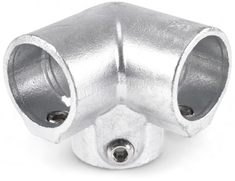 Riggatec Rohrverbinder Dreiweg-Eckstück für 48,3 mm Rohr in Silber