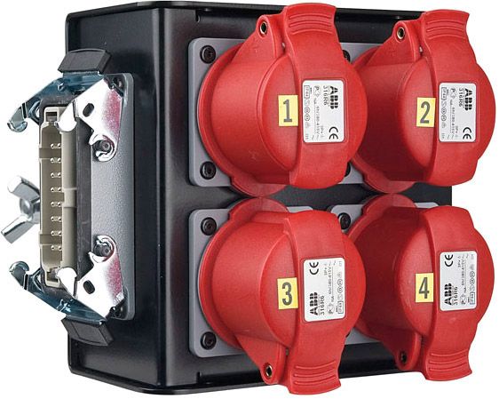 Showtec Breakout-box  4 x CEE 4P 16A Red