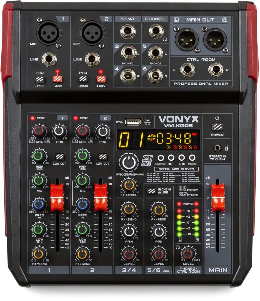 Vonyx VM-KG06 Musikmischpult 6-Kanal BT/DSP/USB Aufnahme -B-Stock-