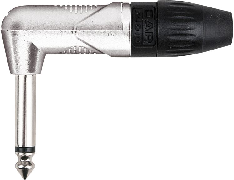 DAP-Audio 6.3mm Right-angle Jack X-type Mono with black endcap Nickel hous