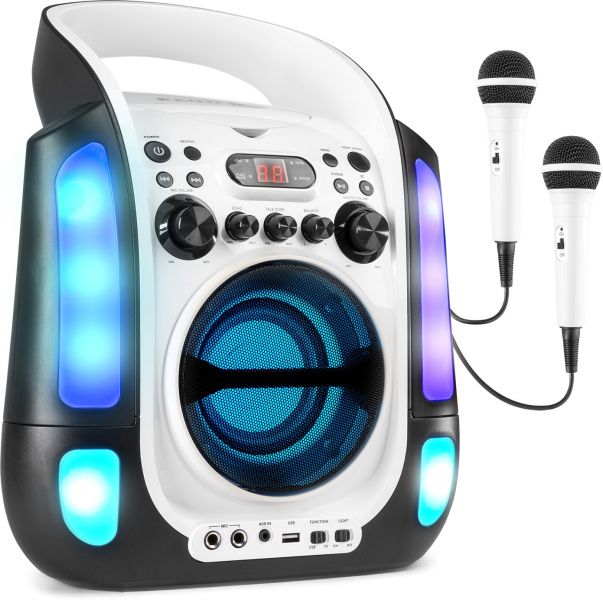 Fenton SBS30W Karaoke-System mit CD und 2 Mikrofonen Weiß