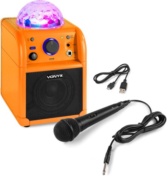 Vonyx SBS50L BT Karaoke Lautsprecher LED Ball Orange