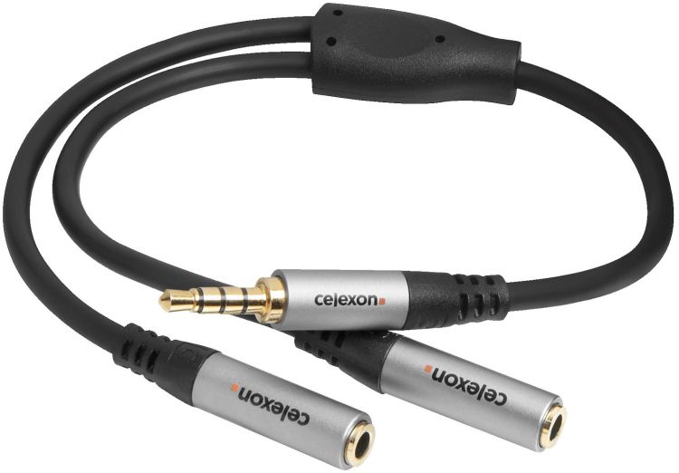 celexon 3,5mm Stereo Klinke auf 2x 3,5mm Stereo Klinke M/F Audioadapter 0,25m - Professional Line