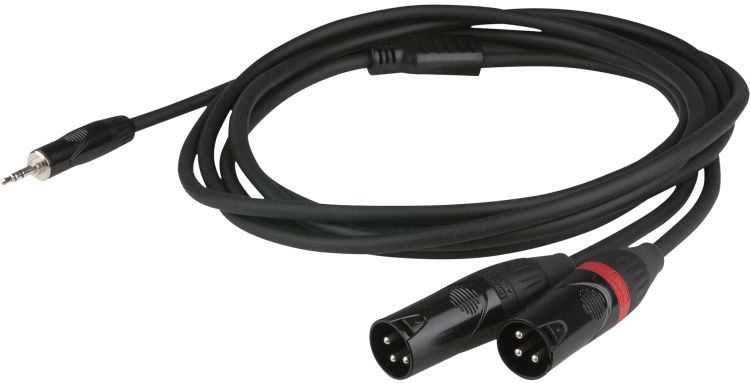 FLX46 - stereo mini Jack > 2 XLR/M 3p. 1,5m recessed jack body