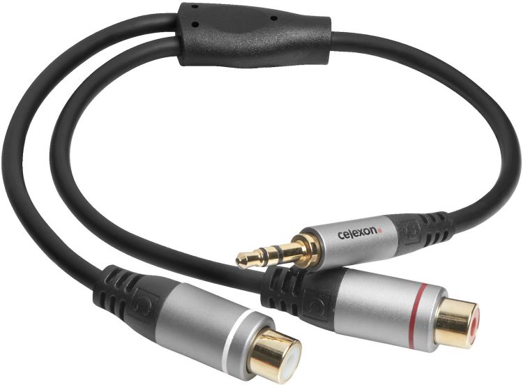 celexon 3,5mm Stereo Klinke auf 2x Cinch M/F Audioadapter 0,25m - Professional Line