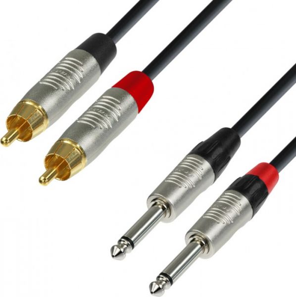 Adam Hall Cables K4 TPC 0090 Audiokabel REAN 2 x Cinch male auf 2 x 6,3 mm