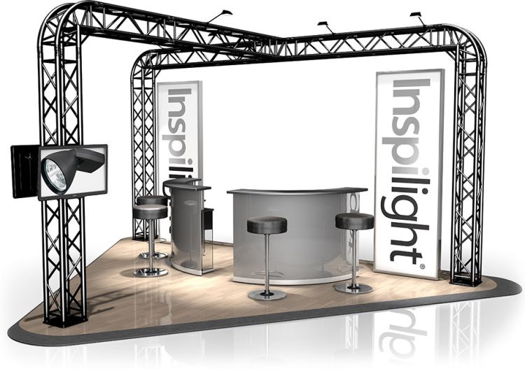 Messestand FD 34 - 6 x 4 x 3 m (LxBxH) - 12 m² RAL9005 - Schwarz - Seidenmatt