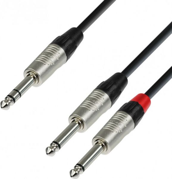 Adam Hall Cables K4 YVPP 0090 Audiokabel REAN 6,3 mm Klinke stereo auf 2 x