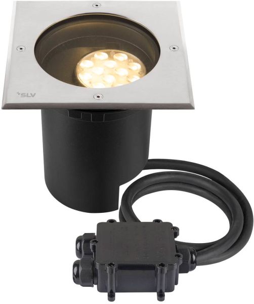 SLV DASAR® L, Bodeneinbauleuchte, asymmetrisch, 3000K, 70°/40°, IP65/IP67, quadratisch