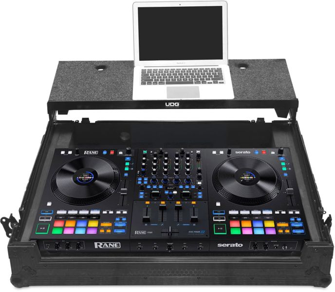 UDG Ultimate Flight Case Rane Performer/ Four Schwarz Plus (Laptop-Ablage + Rollen)